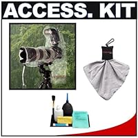 OP/TECH USA RainSleeve for Camera and Flash (2 Pack) + Accessory Kit for Canon Rebel XSi, XS, T1i, T2i, EOS 60D, 50D, 5D, 7D, Nikon D3000, D3100, D5000, D7000, D90, D300s, Olympus Evolt E-5, E-30, E-450, E-620 and Sony Alpha A290, A390, A500, A33, A55, A550 Digital SLR Camera