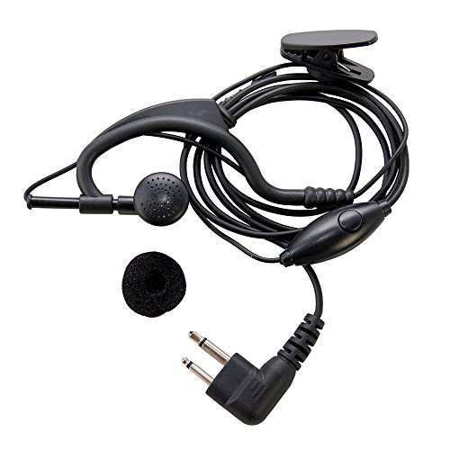 HQRP External Ear Loop 2-Pin Headset with Push-to-talk Microphone for Motorola GTI, GTX, LTS-2000, VL-130, PMR-446, ECP-100, PR-400, Mag One BPR-40, EP-450, AU-1200, AV-1200 + HQRP UV Meter