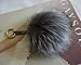 AURORA168 Fluffy Fur Pom Pom Ball Keyring / Bag Purse Charm Gold Ring, X-large - Smokey gray