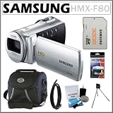 Samsung HMX-F80 HD Camcorder with 52x Optical Zoom and 2.7-inch LCD in Silver + Samsung 32GB SDHC + Mini HDMI Cable + Accessory Kit