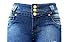 Juniors Womens High Waist Stretch Blue Denim Distressed Jeans Ripped Pants K273