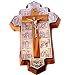 Olive Wood Crucifix - icon showing 14 Stations of the Cross etched on metal (14x9x1 cm or 5.5x3.5x.4 inch)