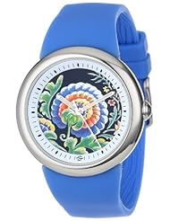 PeaceLove Unisex F36S-PLFBL-BL  Round Stainless Steel Blue Silicone Strap and "Zotos" Art Dial Watch