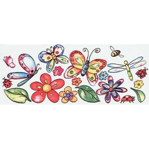 butterfly wallpaper border. Ladybugs, Butterflies and Flowers – Instant Rub-On Wall Stencils