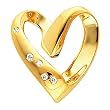 14K Yellow Gold Diamond Heart Pendant - 0.10 Ct.