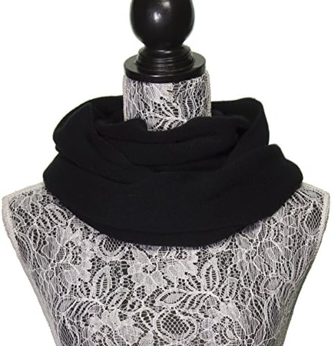 Knit Infinity Circle Loop Winter Super Soft Warm Scarf for Women and Men (Black)