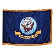 Indoor Navy 3x5 Nylon Flag with Indoor Pole Hem and Fringe