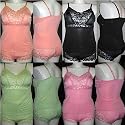 Delta Burke Microfiber Camisole Short Set With Galloon Lace Trim in Plus Sizes 1x 2x 3x Black Pink Peach Green