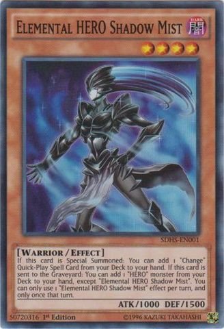 Yu-Gi-Oh! - Elemental HERO Shadow Mist (SDHS-EN001) - Structure Deck: HERO Strike - 1st Edition - Super Rare