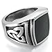 INBLUE Men's Stainless Steel Enamel Ring Silver Tone Black Celtic Knot Signet Triquetra