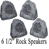 2 Pairs of New 6.5 Woofers Outdoor Garden Waterproof Granite Rock Patio Speakers 4R6G