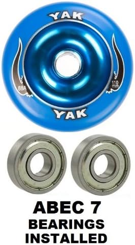 Yak Scat II Full Metal Core Wheel 100mm Blue with Abec 7 Bearings Installed