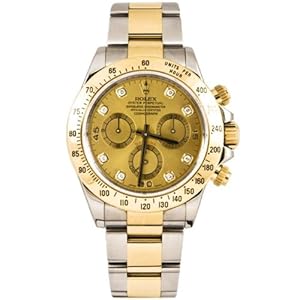 Rolex 40mm Stainless Steel & 18K Gold Daytona Model 116523 Champagne Diamond Dial Inner Bezel Engraving Model