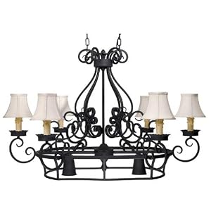Capital Lighting - 3488WI-408 - 8 Light Pot Rack - Wrought Iron Finish / Decorative Fabric Shade
