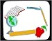 Mouse Pad with apple, background, pencil, book, textbook, frame, globe, border, crayon, ruler