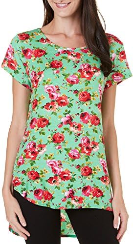 C'est La Vie Womens Floral Print High-Low Top X-Large Mint green/mult