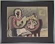 Woman Playing Guitar, Original 1945 Watercolor on Paper Figurative Painting By Carmel Artist Victor Di Gesu - Framed Artwork
