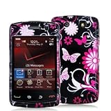Pink Butterfly Flowers Design Crystal Hard Skin Case Cover for Blackberry S ....
