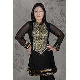 Black Colour with Round Collar Neck Stones and Sequence Embroidery Ladies Kurta Kurti by Arayanaya