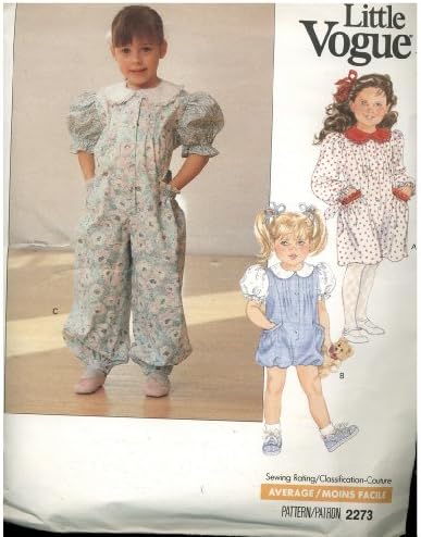 Little Vogue Sewing Pattern Toddlers'/ Children's Dress &amp; Jumpsuit Size 5 Pattern #2273