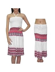 Summer Cotton/Polyamide Elasticized   Waistline Halter Stretchy Shirred Gathered Crinkled Knee Length  Dress