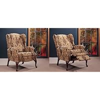 NEW Victoria Queen Anne Fabric Recliner Wing Chair w/ Arm