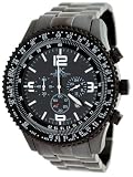 Adee Kaye #AK9001-MIPB Men's Black IP Pilot Aviator Chronograph Watch Watch