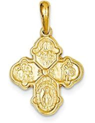 14K Gold Four Way Medal Charm Cruciform Cross