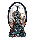 Peacock Profile 20 inches wide x 38 inches high Tiffany Hanging Window