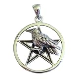 Silver Raven Pentacle Pendant Wiccan Pagan Symbol Jewelry