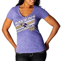 NFL Baltimore Ravens Victory Play IV Women's V-Neck T-Shirt, Purple Melange, Large