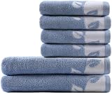 Pure Fiber Yarn Dye Bath Towels Set, Blue