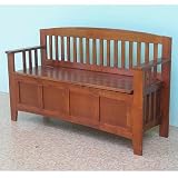 Maine Mission Style Tall Back Rubberwood Bench