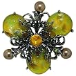 Vintage Tiger Eye Acrylic Pearl Flower Brooch Pin