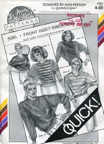 Stretch &amp; Sew Women's Pattern 5085 ~ Front Inset Sweaters ~ Bust 30-46