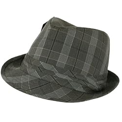 New Light Plaid Lined Sheen Fedora Trilby Hat Large Extra Large Charcoal