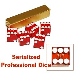 19mm A Grade Serialized Set of Casino Dice-Red (fls)