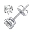 Sterling Silver .925 Cubic Zirconia Stud Earrings Set in Basket Settings, 1.00 Carat Total Total Weight, Half a Carat Each White Cubic Zirconia Stone
