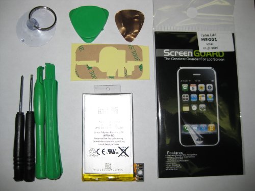 Apple Iphone Replacement Battery for Iphone 3g 1600mah + 7 Opening Repair Tools + Mirror Screen Protector + 3m Adhesives (10 Piece Kit)