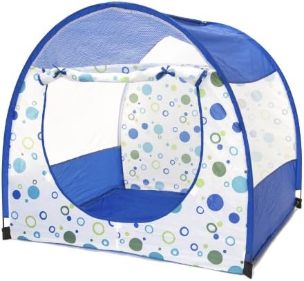 Blue Polka Dot Play Ball Tent w/ Safety Meshing for Child Visibility & Carry Tote - FREE Mystery Gift