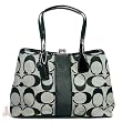 Coach Signature Striped Framed Kisslock Carryall Satchel Handbag Black 13533
