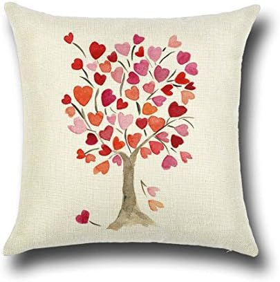 Rise World Pillowcase Tree Print Square Throw Pillow Cushion Covers Decorative, Heart Leaves