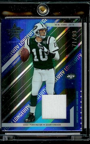 2004 Leaf Rookies & Stars Longevity Chad Pennington Blue Jersey 71/99 New York Jets Football Card - Mint Condition - Shipped In Protective Display Case
