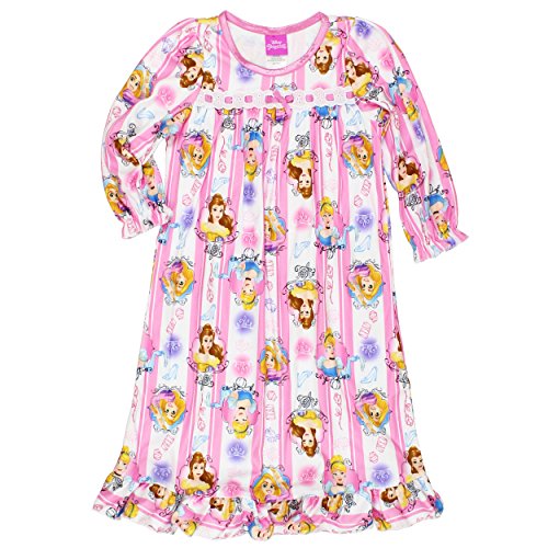 Disney Princess Girls Flannel Granny Gown Nightgown Pajamas (2T, Portrait Pink/White)
