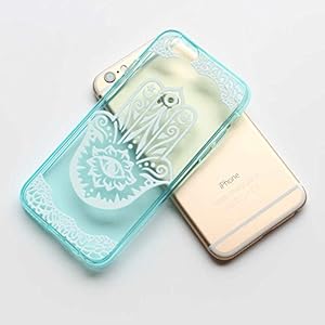 iPhone 6 Case -LUOLNH (Henna) Hamsa Hand of Fatima Mary Ohm TPU Silicone Gel Soft Clear Case Silicone Skin Cover for Apple Iphone 6 4.7 inch Screen -Green from LUOLNH