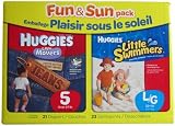 Huggies Sun & Fun Pack ~ 23 Large Little Swimmers & 21 Size 5 Little Movers Diapers