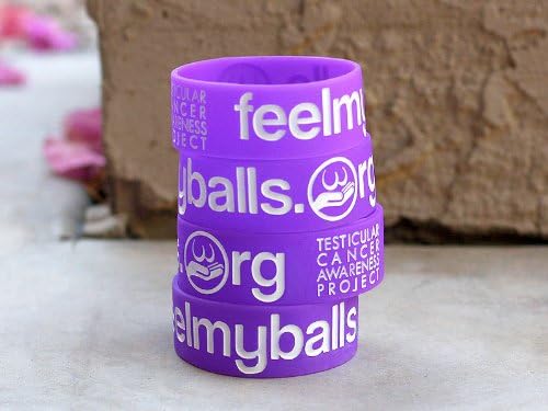 FeelMyBalls.org Large PURPLE wristband w/ White Lettering for Testicular Cancer Awareness - for Men/Adult