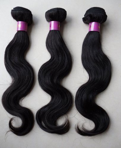 Virgin Brazilian Hair Extensions-hair Wefts or Weave Body Wave #1b 100% Real Human Hair (Set of 3 Bundles,16'',18'',20'',300g))