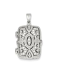 Sterling Silver CZ Oval Design Square Locket Pendant. Metal Wt- 6.46g