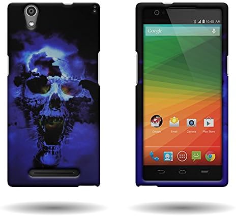 ZTE ZMax Phone Case, Slim Fit Snap On Cover with Customized Design for ZTE ZMax Z970 (T Mobile) - Blue Skull